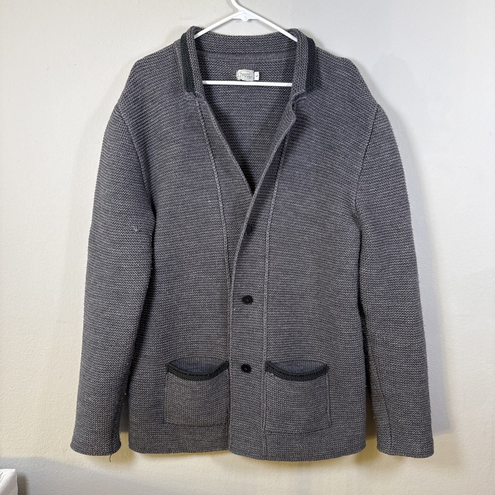 Natural‎ Style Cardigan Sweater Womens L Wool Knit Fabric Weave Button Heavy